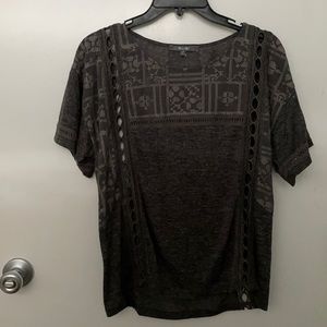 Miss Me embroidered top in charcoal